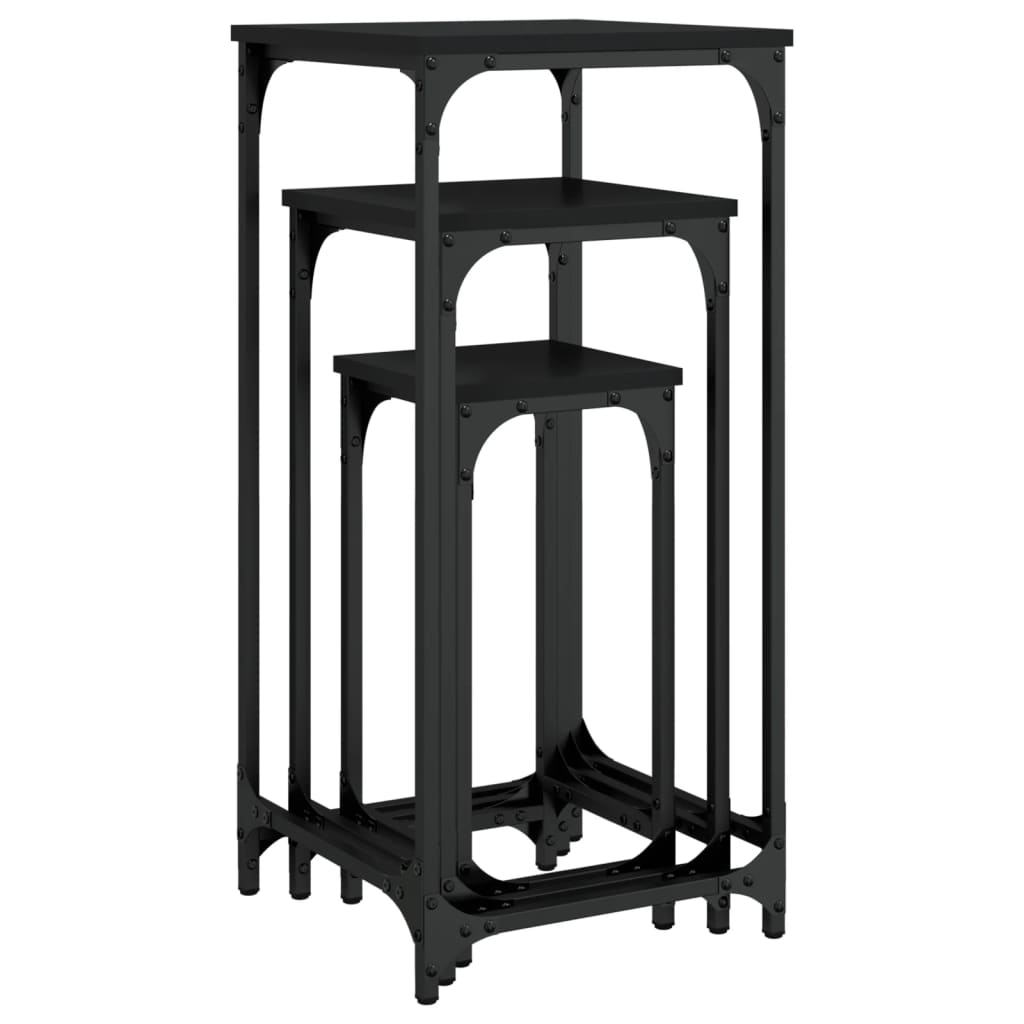Tables d’appoint gigognes 3 pcs noir bois d'ingénierie - XIOS
