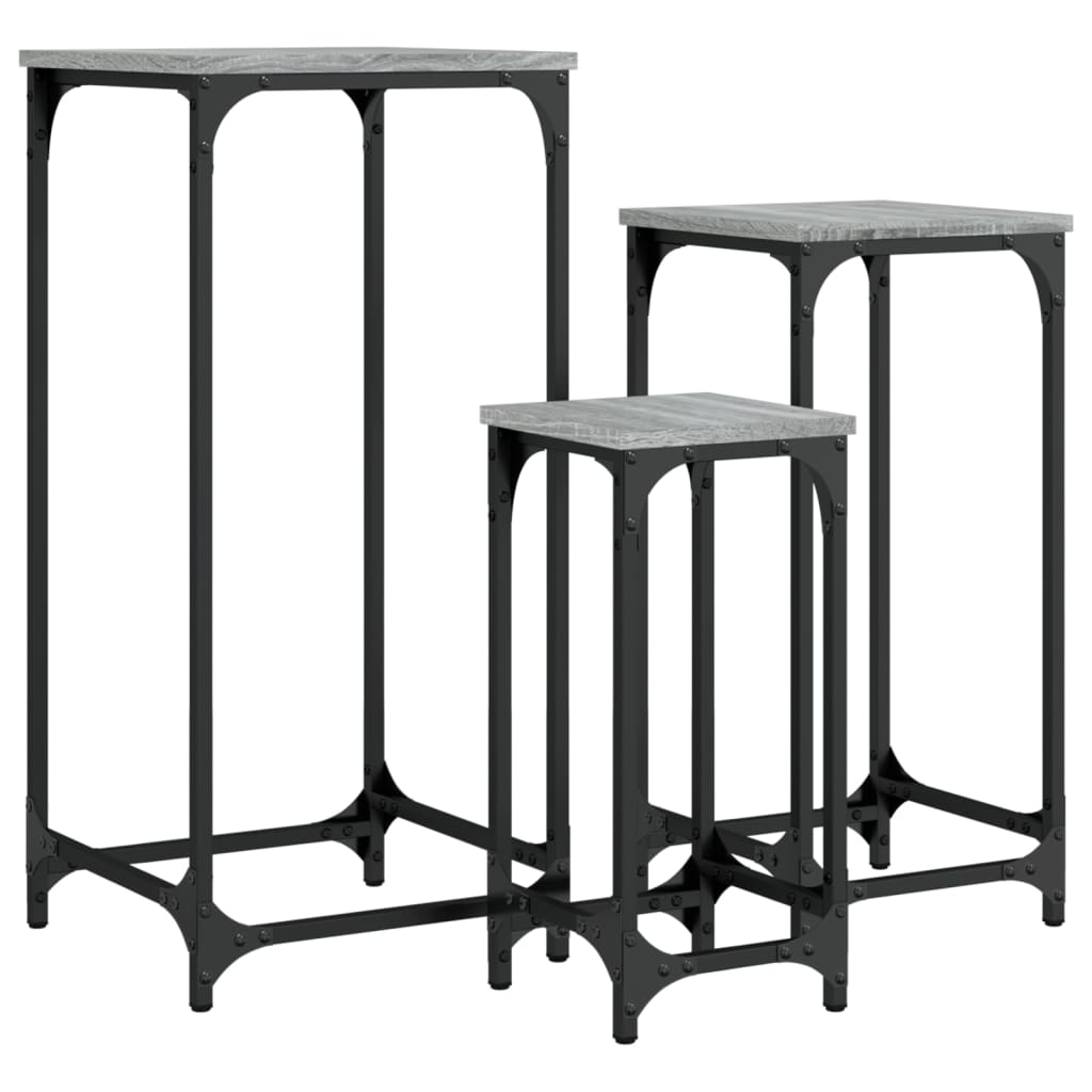 Tables d’appoint gigognes 3 pcs sonoma gris bois d'ingénierie - XIOS
