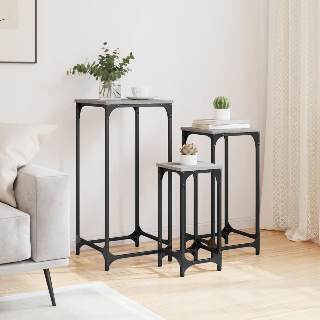 Tables d’appoint gigognes 3 pcs sonoma gris bois d'ingénierie - XIOS