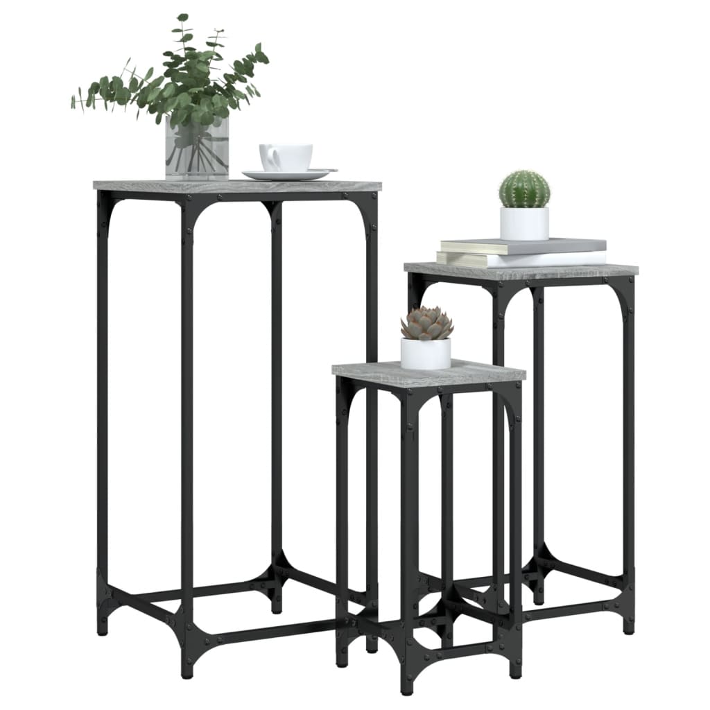 Tables d’appoint gigognes 3 pcs sonoma gris bois d'ingénierie - XIOS