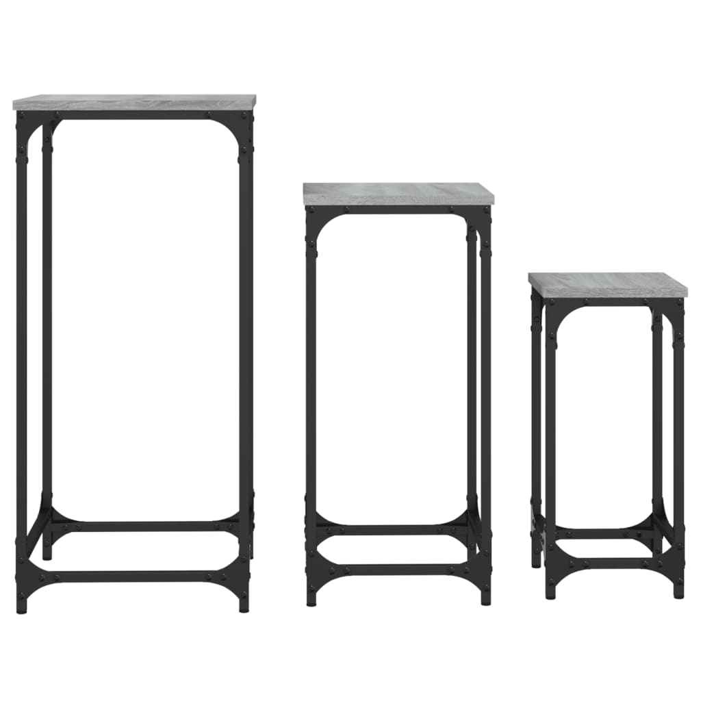 Tables d’appoint gigognes 3 pcs sonoma gris bois d'ingénierie - XIOS