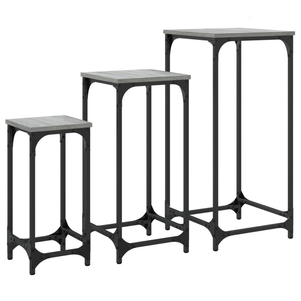 Tables d’appoint gigognes 3 pcs sonoma gris bois d'ingénierie - XIOS