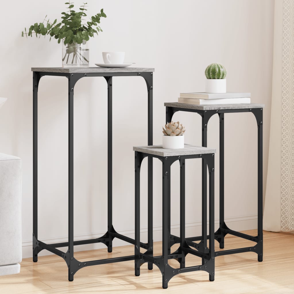 Tables d’appoint gigognes 3 pcs sonoma gris bois d'ingénierie - XIOS