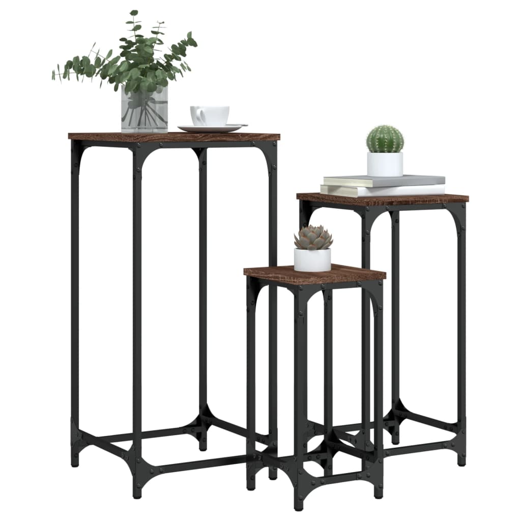 Tables d’appoint gigognes 3 pcs chêne marron bois d'ingénierie - XIOS