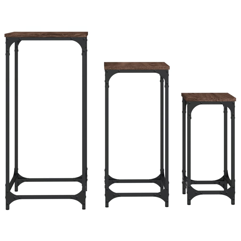 Tables d’appoint gigognes 3 pcs chêne marron bois d'ingénierie - XIOS