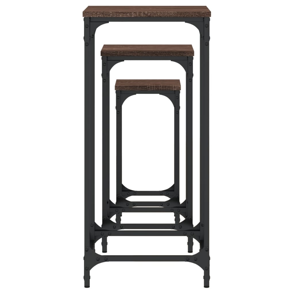 Tables d’appoint gigognes 3 pcs chêne marron bois d'ingénierie - XIOS