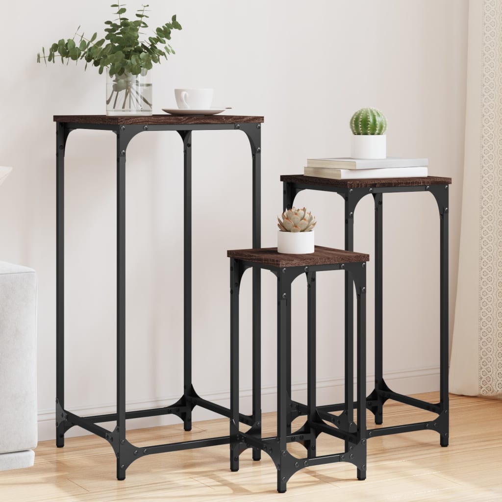 Tables d’appoint gigognes 3 pcs chêne marron bois d'ingénierie - XIOS