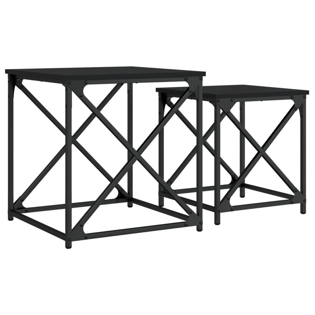 Tables basses gigognes 2 pcs noir bois d'ingénierie - XIOS