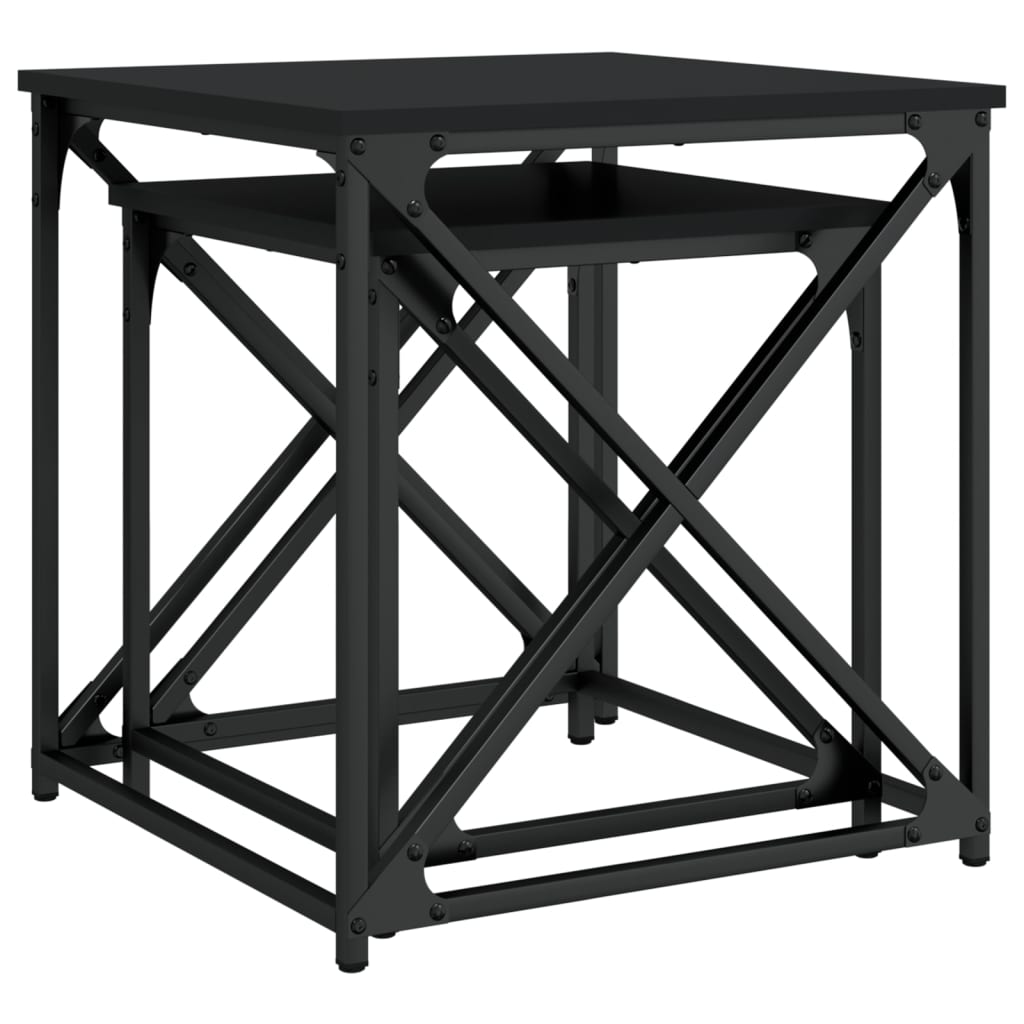 Tables basses gigognes 2 pcs noir bois d'ingénierie - XIOS