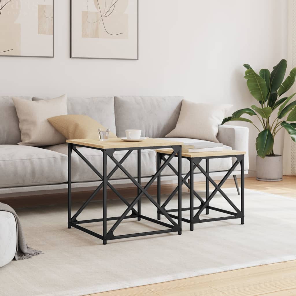 Tables basses gigognes 2 pcs chêne sonoma bois d'ingénierie - XIOS