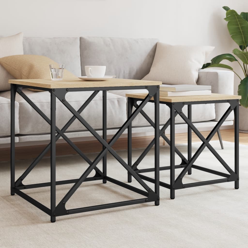 Tables basses gigognes 2 pcs chêne sonoma bois d'ingénierie - XIOS