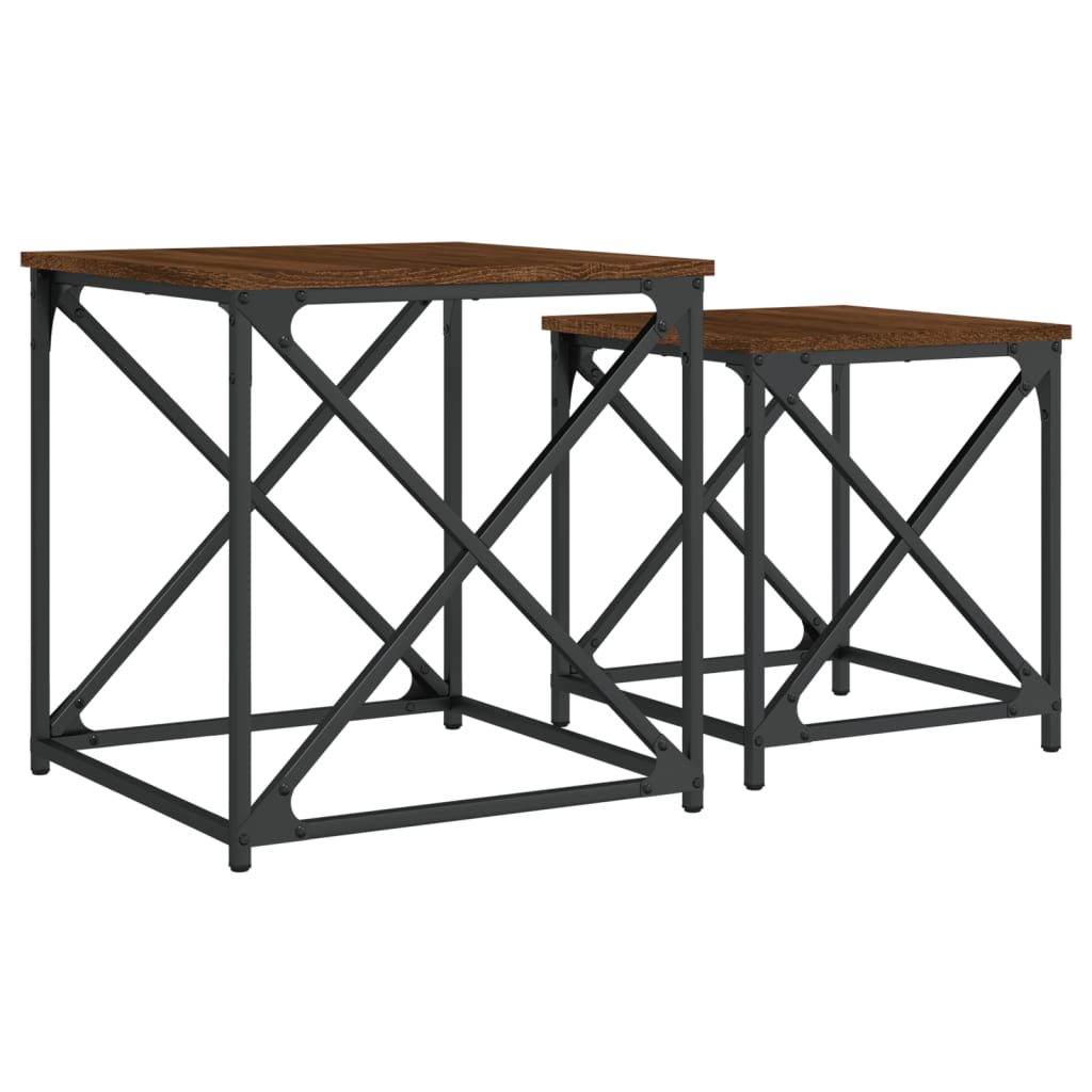 Tables basses gigognes 2 pcs chêne marron bois d'ingénierie - XIOS