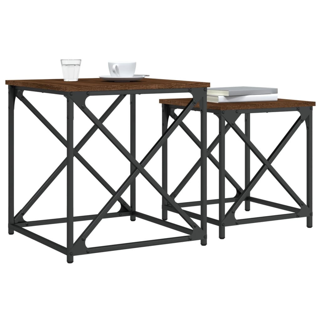 Tables basses gigognes 2 pcs chêne marron bois d'ingénierie - XIOS