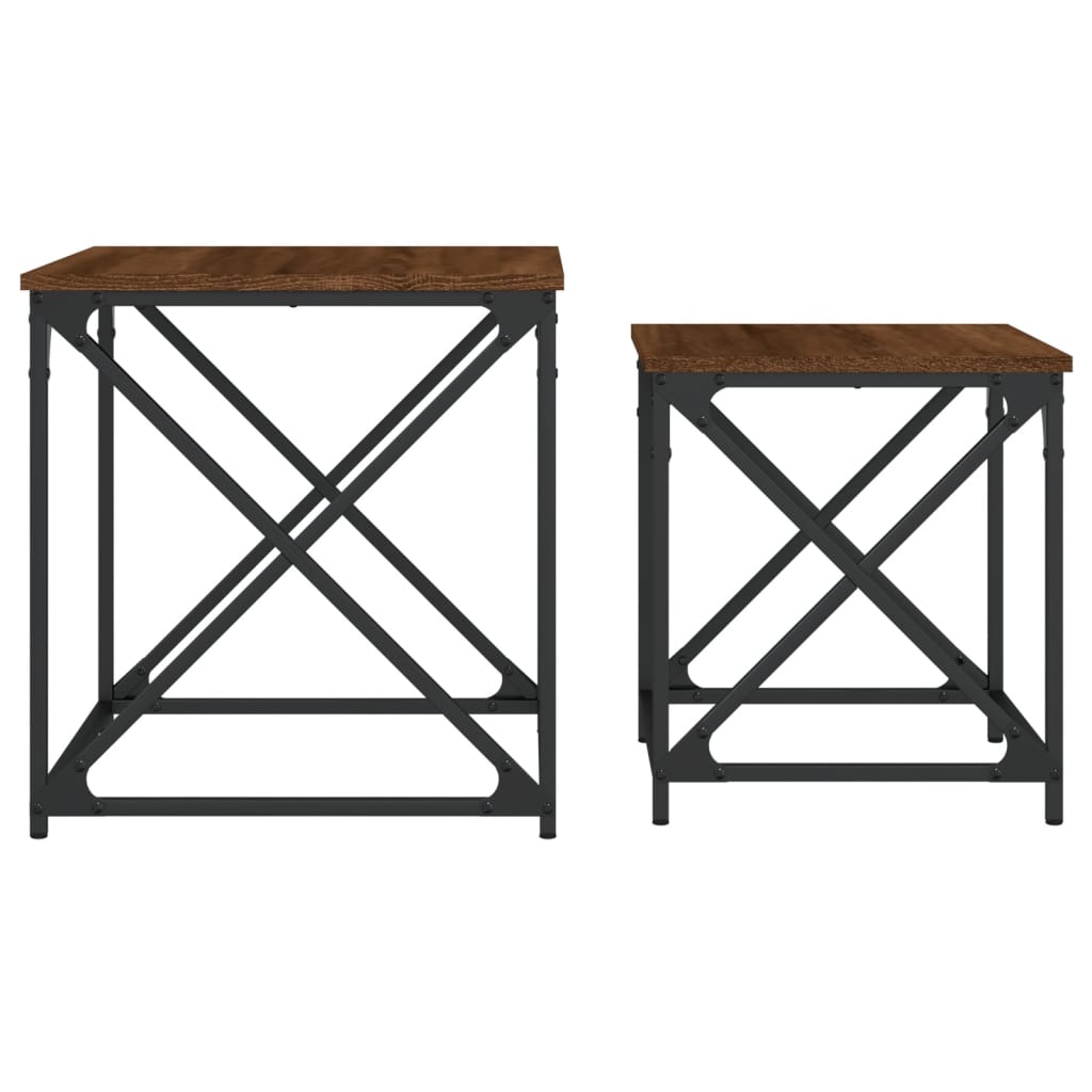 Tables basses gigognes 2 pcs chêne marron bois d'ingénierie - XIOS