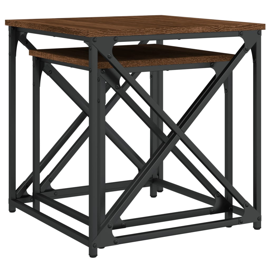 Tables basses gigognes 2 pcs chêne marron bois d'ingénierie - XIOS