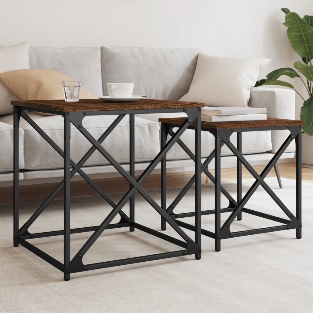 Tables basses gigognes 2 pcs chêne marron bois d'ingénierie - XIOS