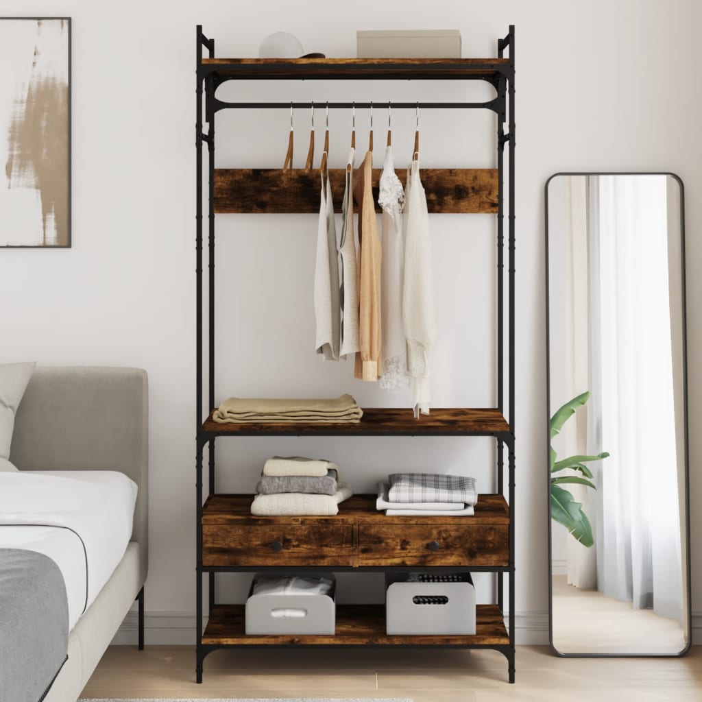 Armoire à tiroirs chêne fumé 89x39x184,5 cm bois d'ingénierie XIOS