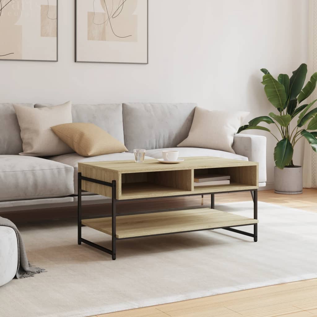 Table basse chêne sonoma 90x50x45 cm bois d'ingénierie - XIOS