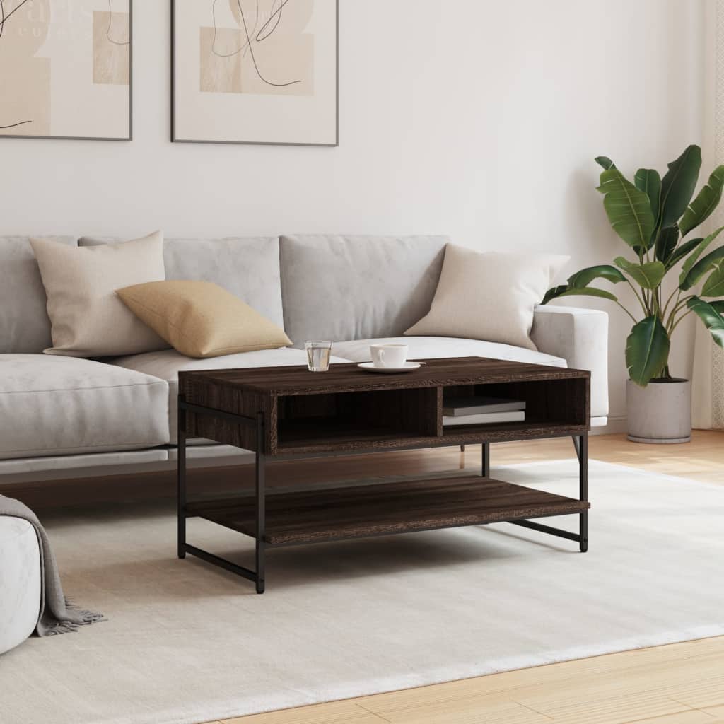 Table basse chêne marron 90x50x45 cm bois d'ingénierie - XIOS