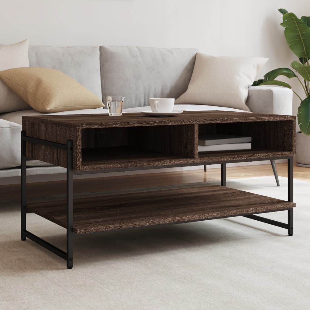 Table basse chêne marron 90x50x45 cm bois d'ingénierie - XIOS