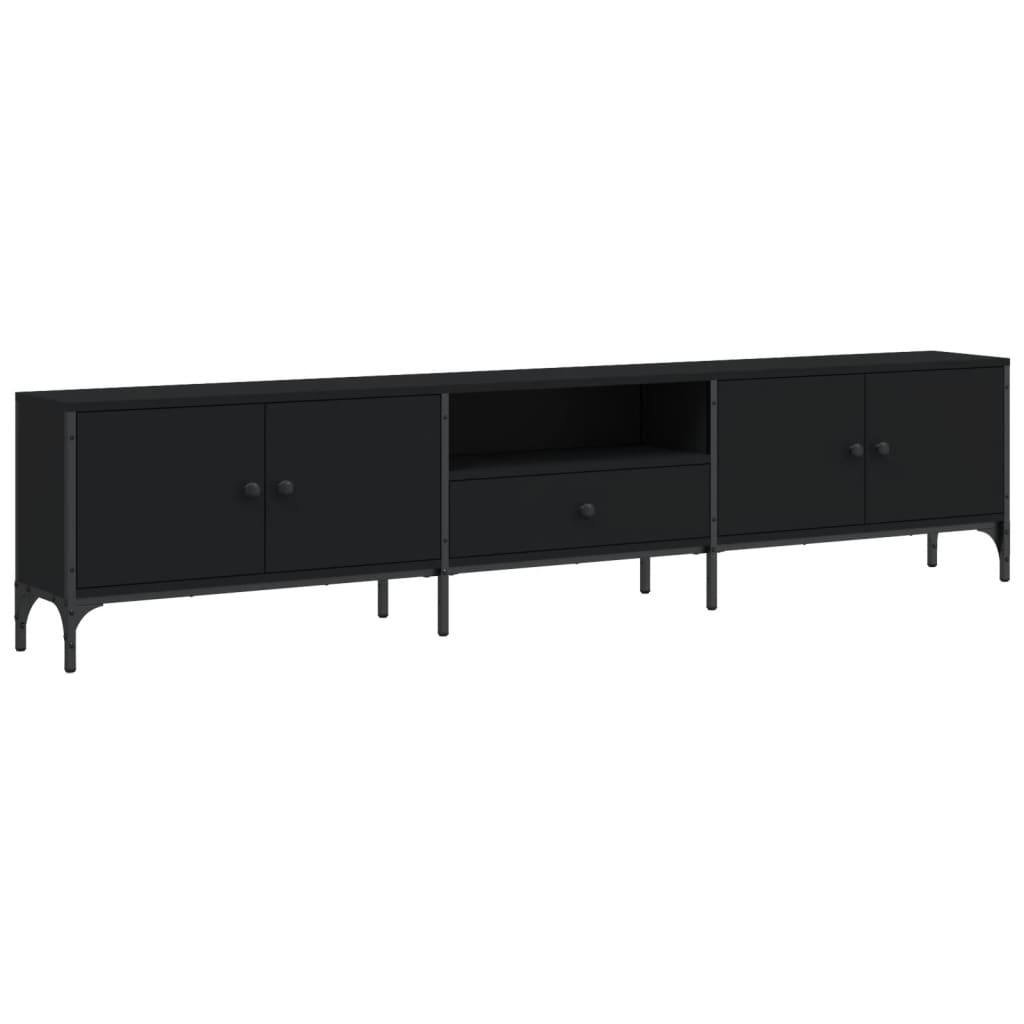 Meuble TV avec tiroir noir 200x25x44 cm bois d'ingénierie Meubles TV vidaXL   