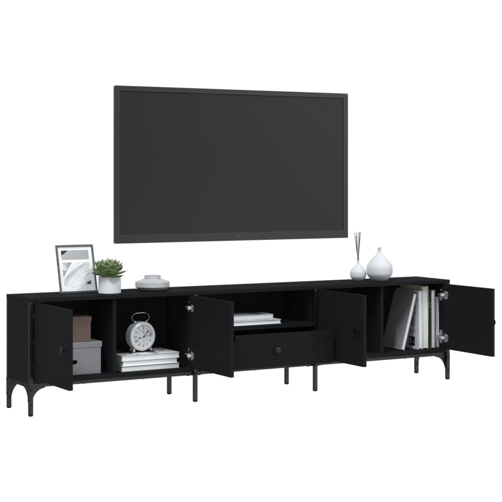Meuble TV avec tiroir noir 200x25x44 cm bois d'ingénierie Meubles TV vidaXL   