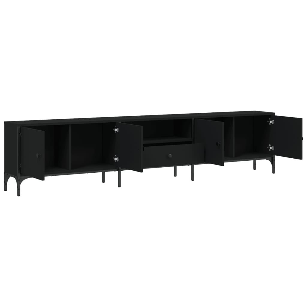 Meuble TV avec tiroir noir 200x25x44 cm bois d'ingénierie Meubles TV vidaXL   