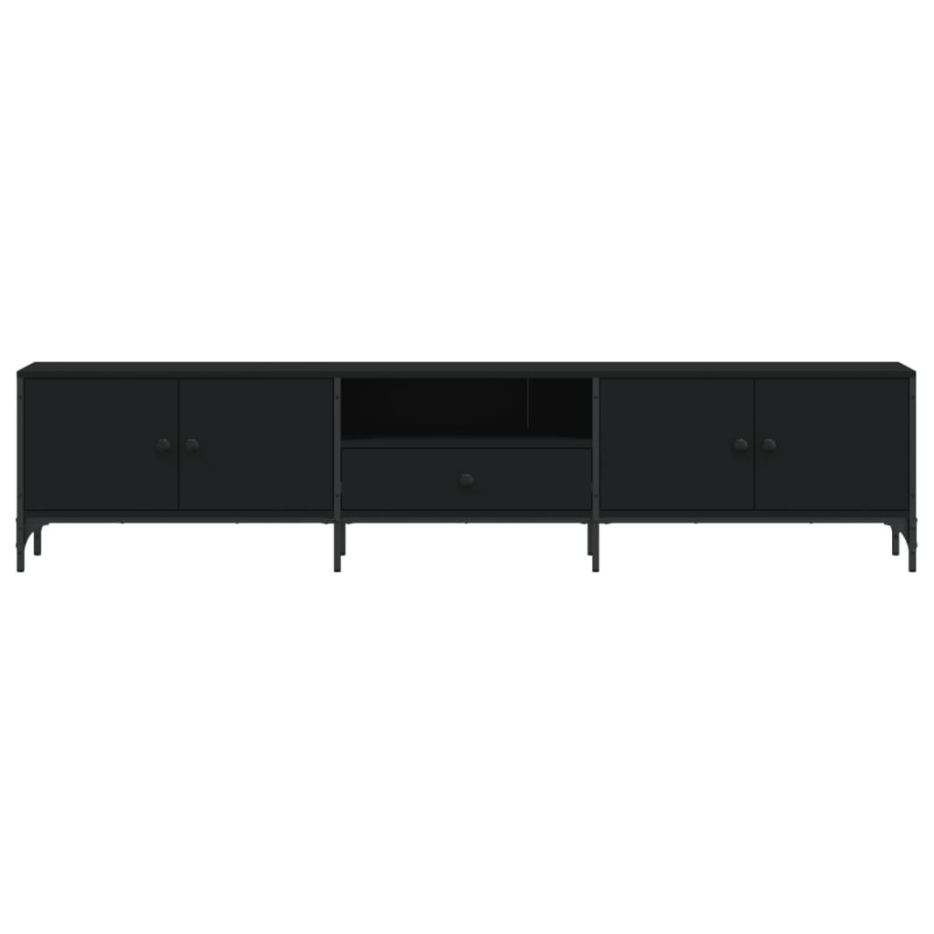 Meuble TV avec tiroir noir 200x25x44 cm bois d'ingénierie Meubles TV vidaXL   