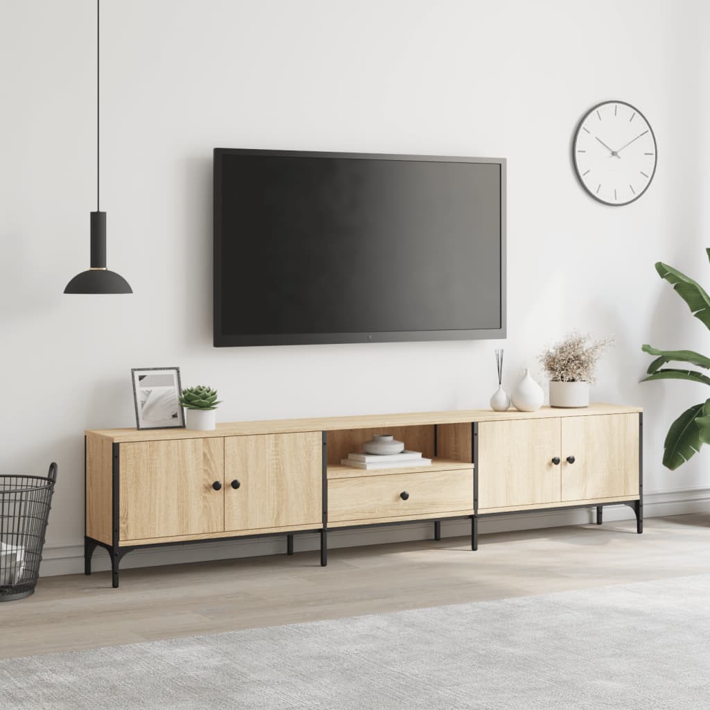 Meuble TV à tiroir chêne sonoma 200x25x44 cm bois d'ingénierie Meubles TV vidaXL   