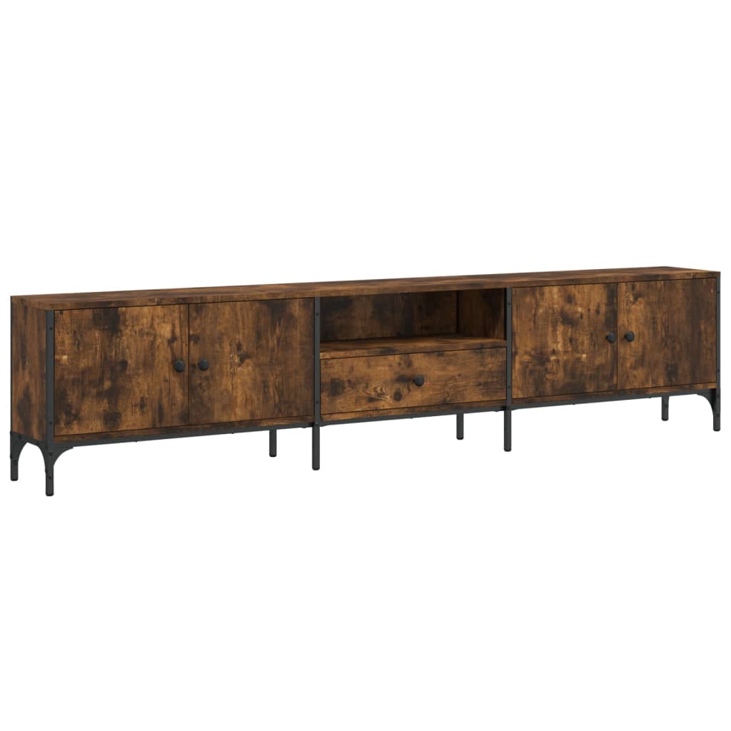 Meuble TV à tiroir chêne fumé 200x25x44 cm bois d'ingénierie Meubles TV vidaXL