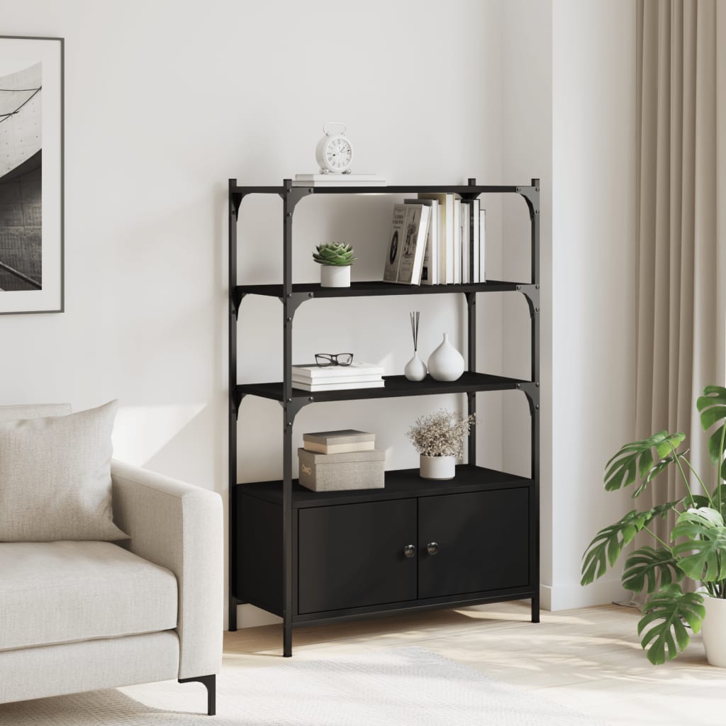 Bibliothèque à 3 niveaux noir 70x30x109,5 cm bois d'ingénierie - XIOS