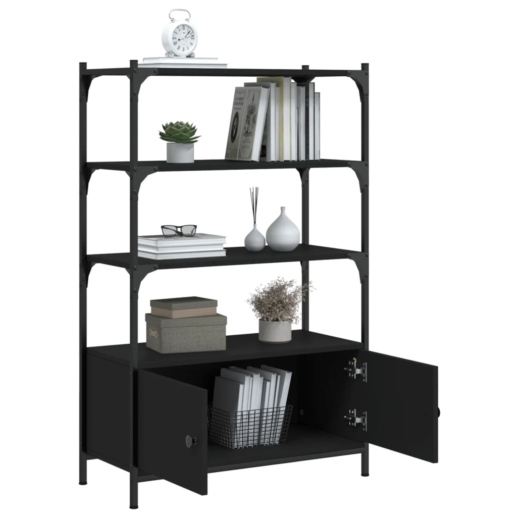 Bibliothèque à 3 niveaux noir 70x30x109,5 cm bois d'ingénierie - XIOS