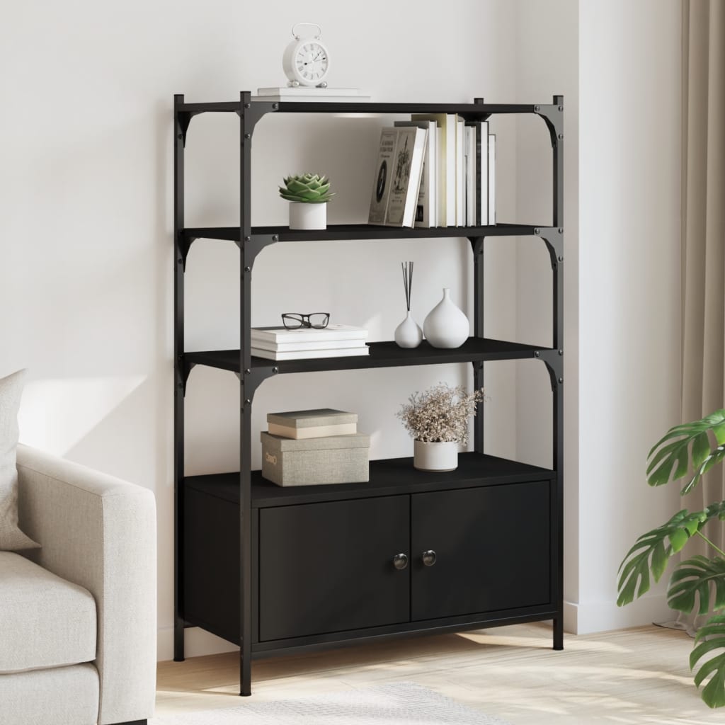 Bibliothèque à 3 niveaux noir 70x30x109,5 cm bois d'ingénierie - XIOS