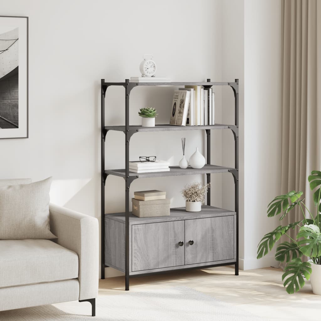 Bibliothèque à 3 niveaux sonoma gris 70x30x109,5 cm - XIOS