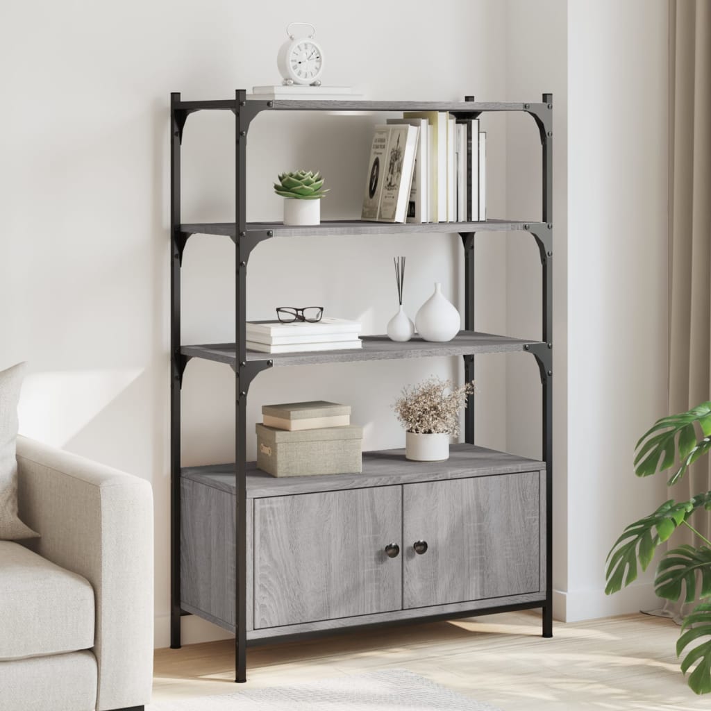 Bibliothèque à 3 niveaux sonoma gris 70x30x109,5 cm - XIOS