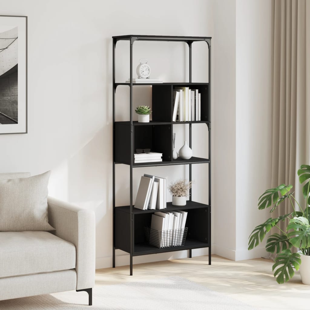 Bibliothèque 5 niveaux noir 76x33x188,5 cm bois d'ingénierie - XIOS