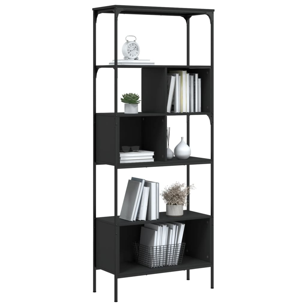 Bibliothèque 5 niveaux noir 76x33x188,5 cm bois d'ingénierie - XIOS