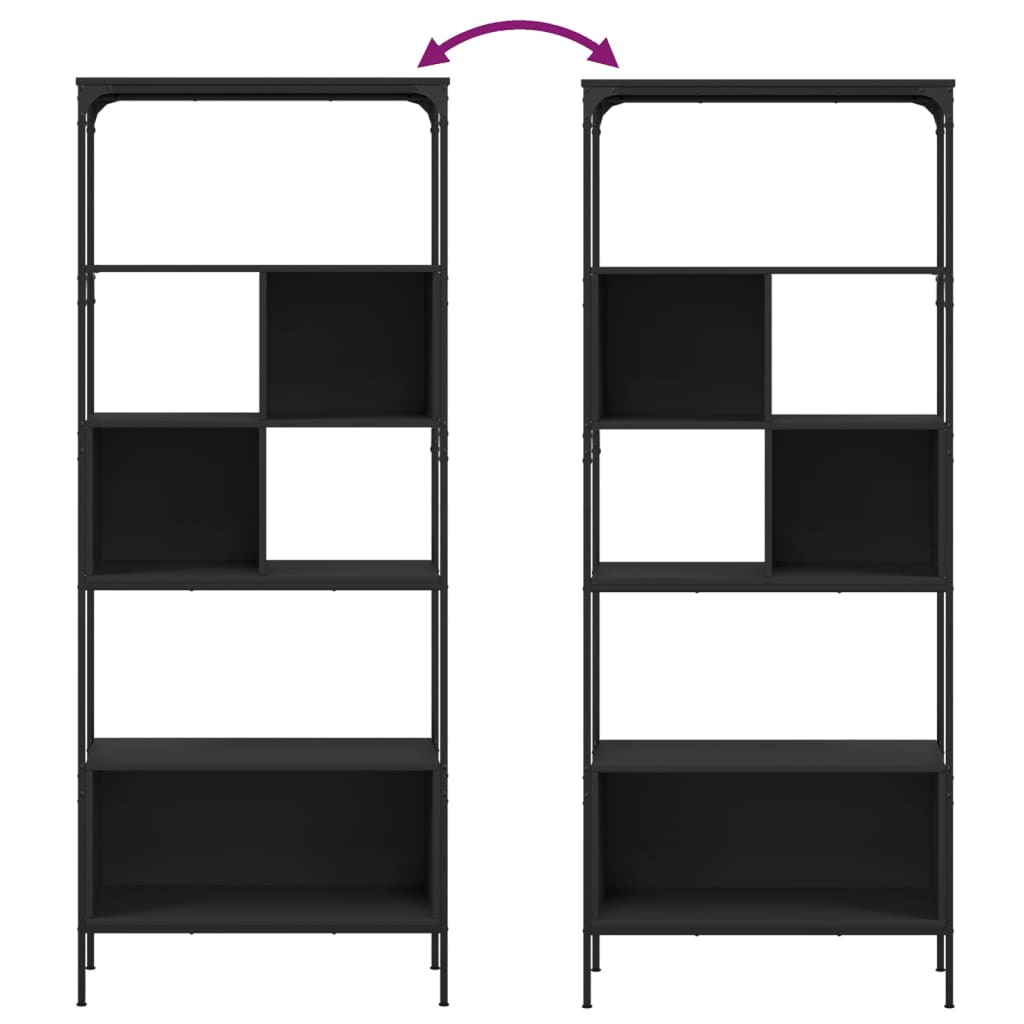 Bibliothèque 5 niveaux noir 76x33x188,5 cm bois d'ingénierie - XIOS