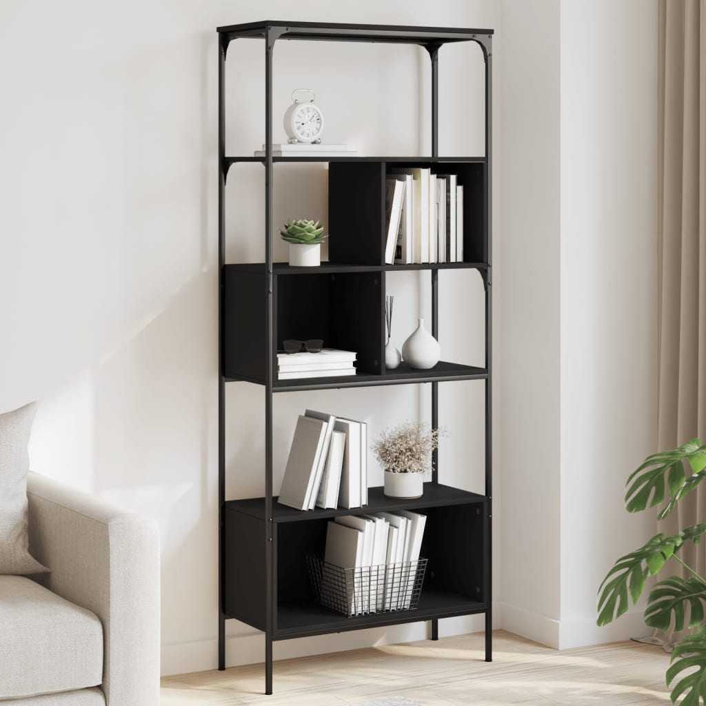 Bibliothèque 5 niveaux noir 76x33x188,5 cm bois d'ingénierie - XIOS