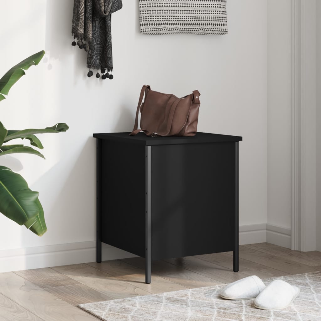 Banc de rangement noir 40x42,5x50 cm bois d'ingénierie - XIOS