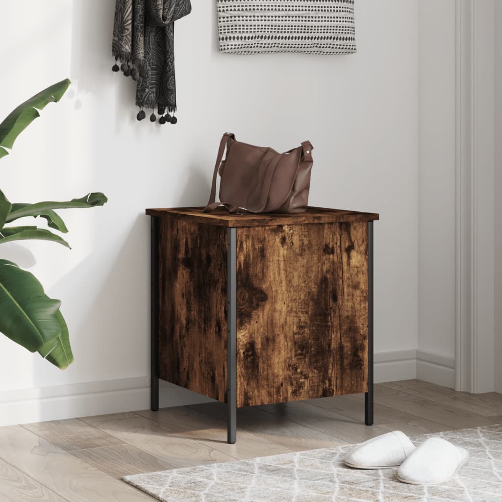 Banc de rangement chêne fumé 40x42,5x50 cm bois d'ingénierie - XIOS