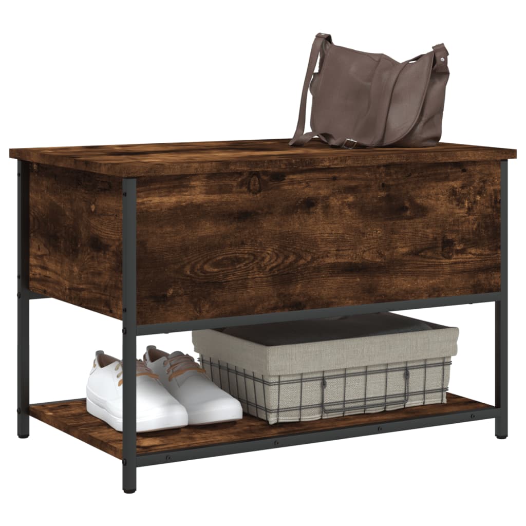 Banc de rangement chêne fumé 70x42,5x47 cm bois d'ingénierie - XIOS