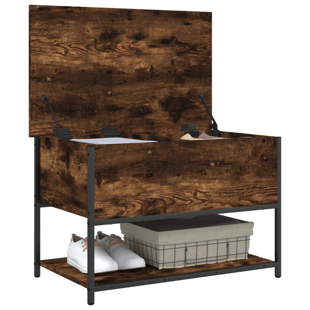 Banc de rangement chêne fumé 70x42,5x47 cm bois d'ingénierie - XIOS