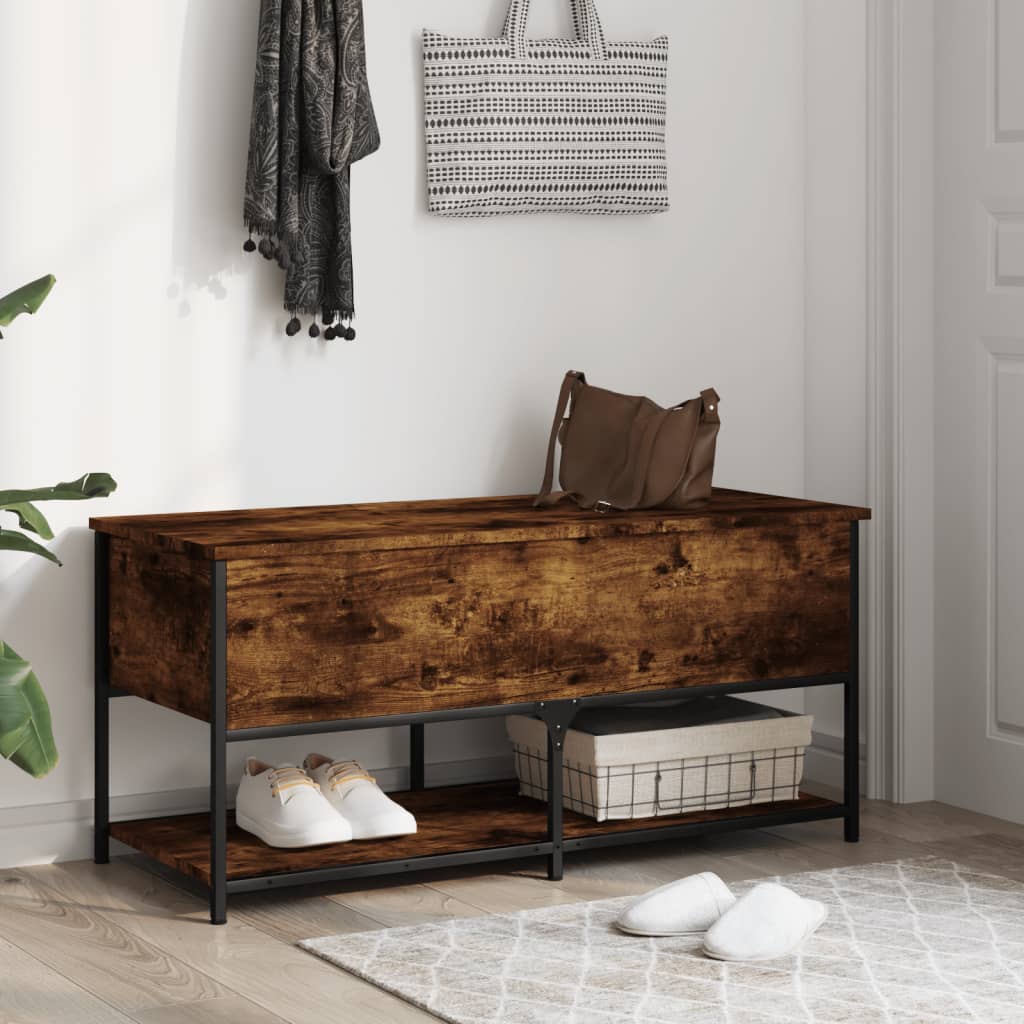 Banc de rangement chêne fumé 100x42,5x47 cm bois d'ingénierie - XIOS