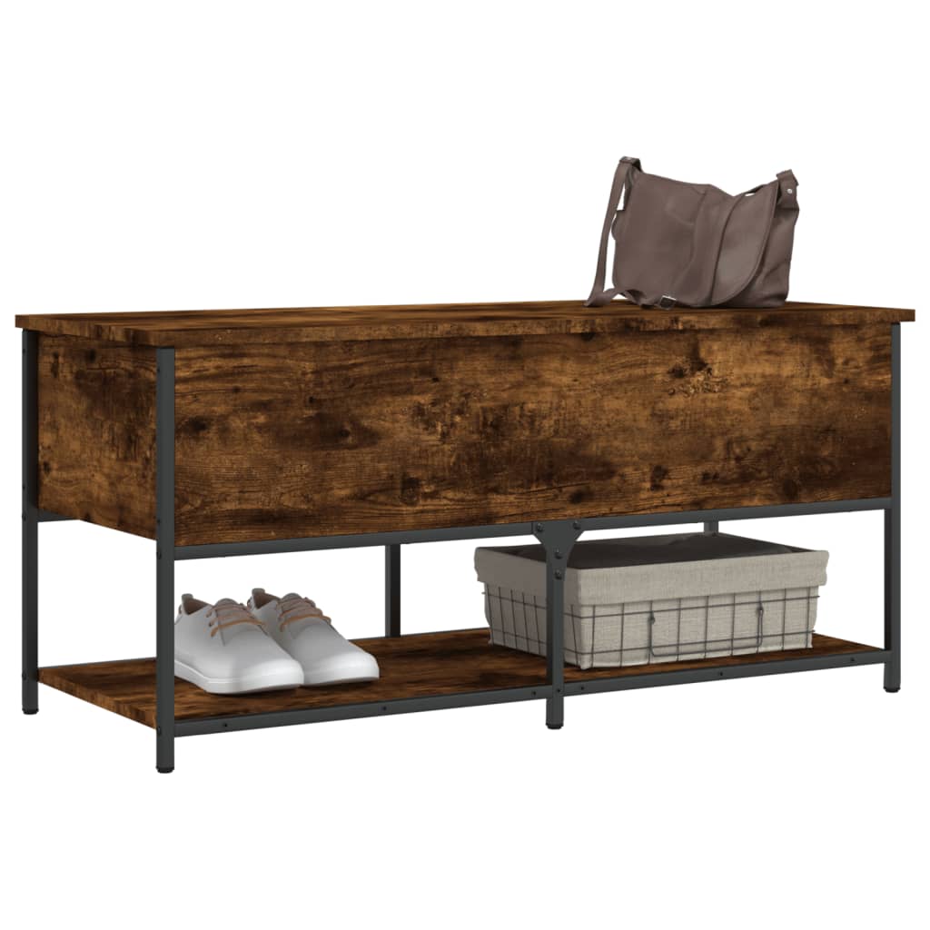 Banc de rangement chêne fumé 100x42,5x47 cm bois d'ingénierie - XIOS