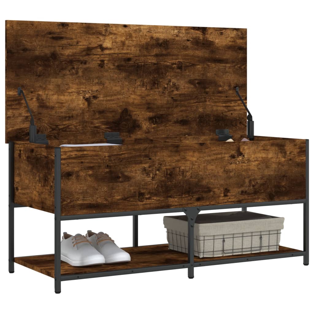Banc de rangement chêne fumé 100x42,5x47 cm bois d'ingénierie - XIOS