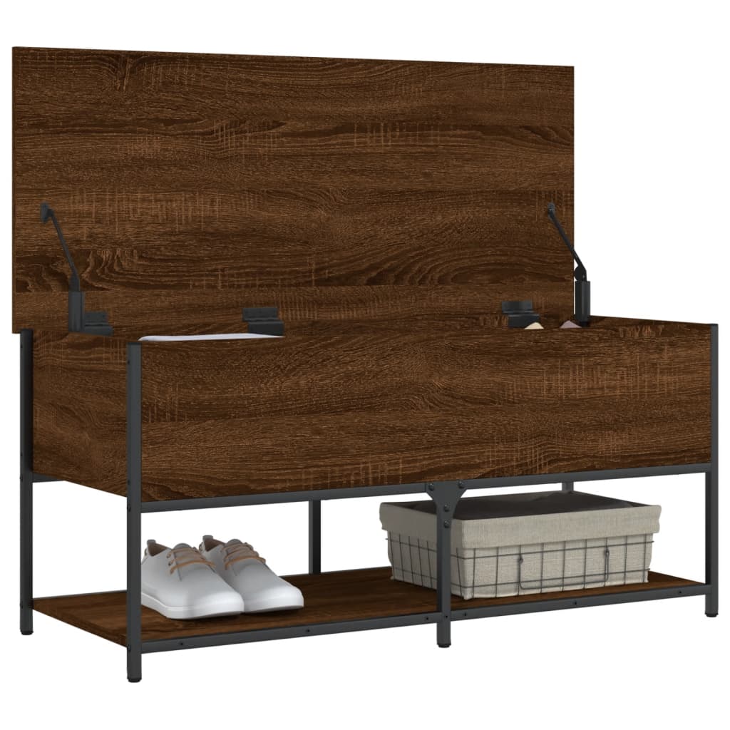 Banc de rangement chêne marron 100x42,5x47 cm bois d'ingénierie - XIOS