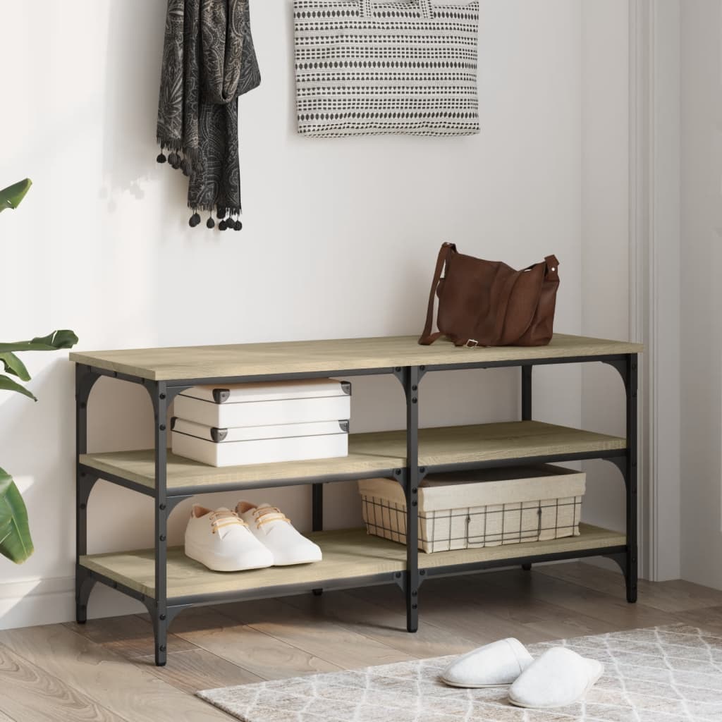Banc à chaussures chêne sonoma 100x38,5x49 cm bois d'ingénierie - XIOS