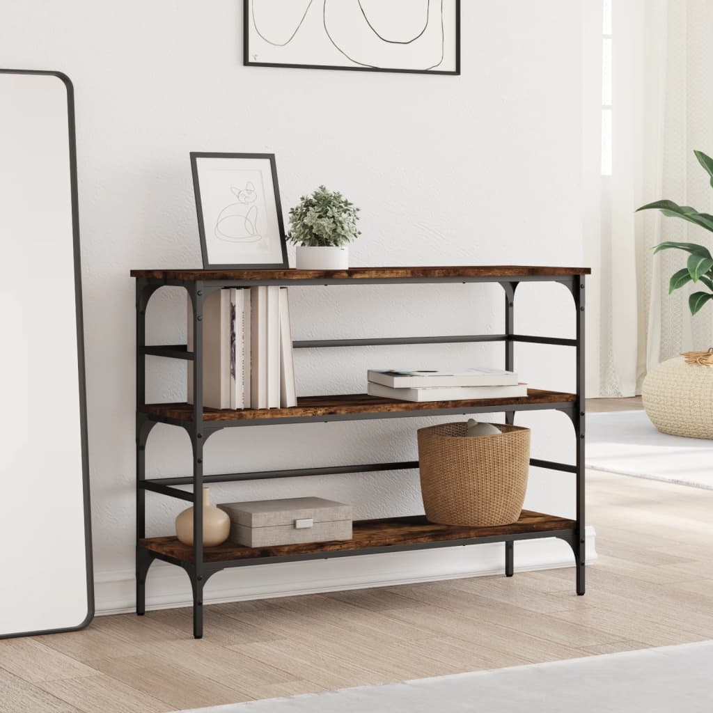 Table console chêne fumé 100x32x75 cm bois d'ingénierie - XIOS