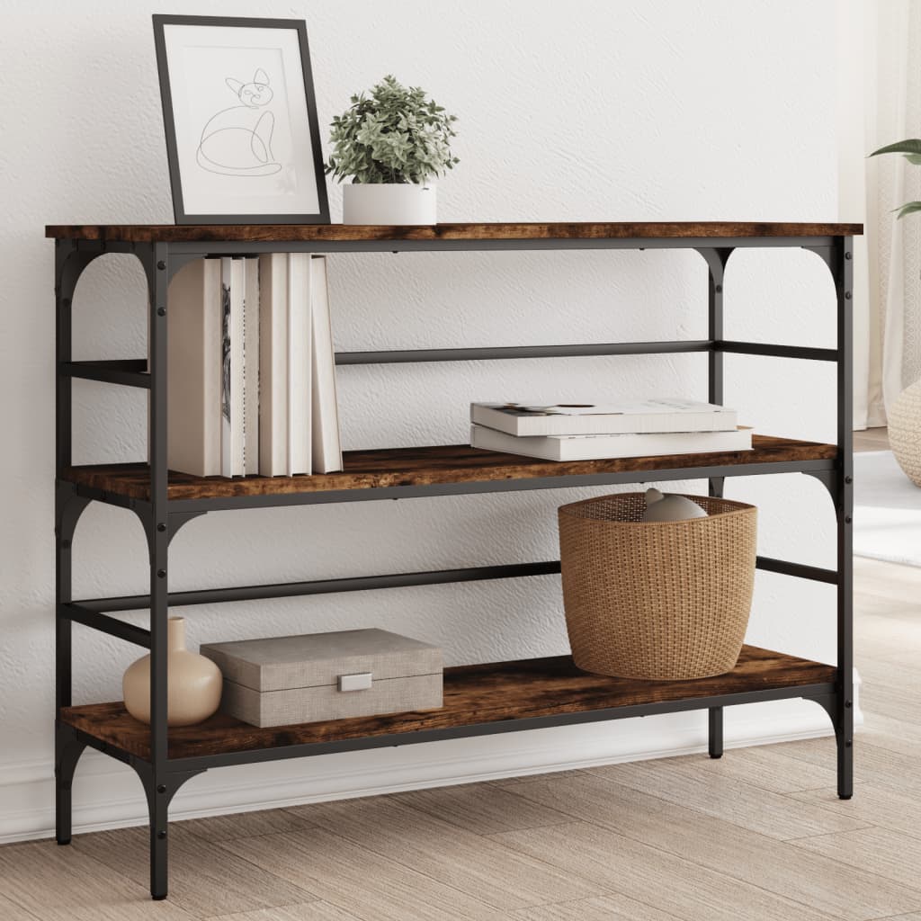 Table console chêne fumé 100x32x75 cm bois d'ingénierie - XIOS